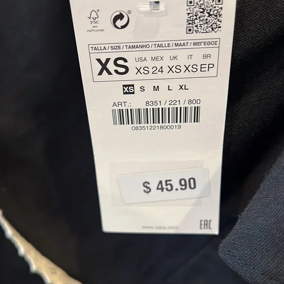 NWT Zara Black Linen & Lace Blouse - Picture 8 of 8